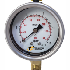 Manômetro Analógico Caixa Inox e Rosca de Latão de 62mm